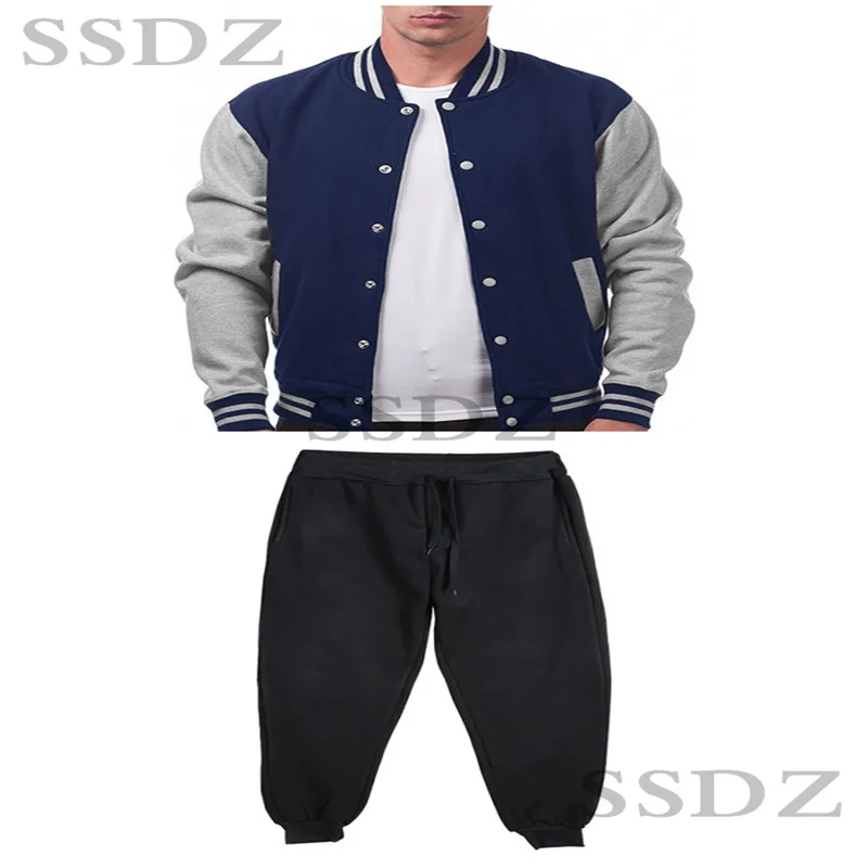 SSDZ New Men's hoodie casual suit Spring and Autumn new fashion versatile breathable cardigan stand up collar jacket sports suit