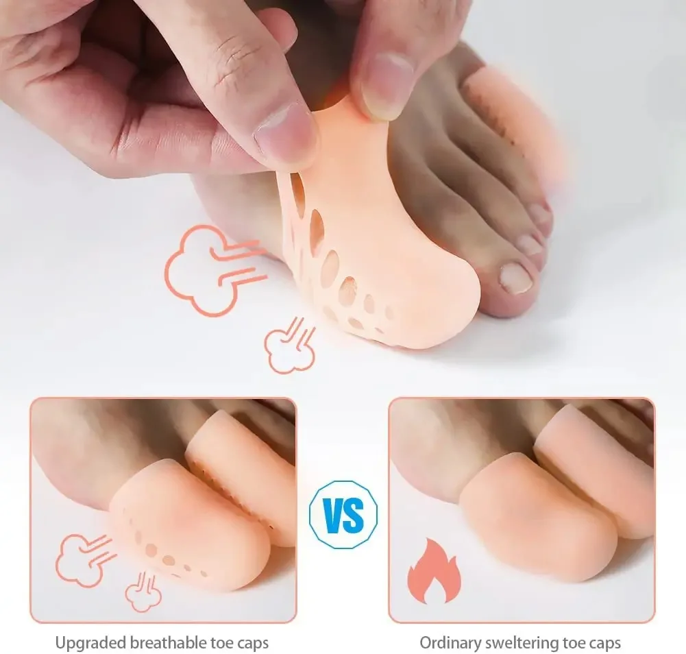 2PCS Breathable Toe Protectors Sleeve Bunion Pads Cushion Big Toe Guards Silicone Toe Covers For Protection Of Ingrown Toenails