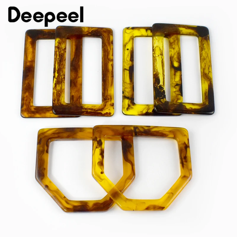 2Pcs 12cm Amber Square Bag Handle Acrylic Sewing Brackets Handles for Making Bags DIY Handmade Purse Frame Handbag Accessories acrylic resin bag strap for handbag diy shoulder bag strap for purse crossbody bag handles resin chain belt bag part accessories