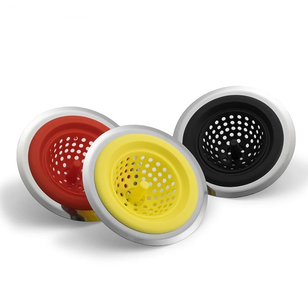 Kitchen Silicone Sink Strainer Basin Sink Drain Stopper Filter Bathtub Colanders Sewer Strainer Clean Tool
