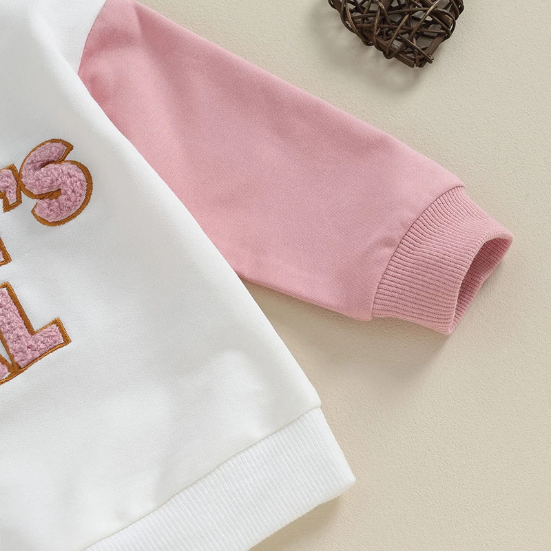 

Одежда для маленьких девочек, свитшот с длинным рукавом и надписью и Стрейчевые брюки-джоггеры для новорожденных