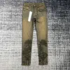 men vintage palm prints yellow fade jeans 1