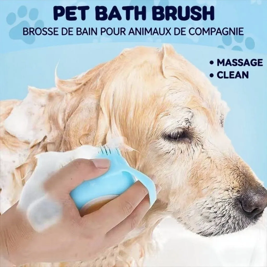 Silicone Soft Rubber Pet Massage Shower Brush with Builtin Shampoo Storage Self Cleaning Detangling for Dogs Cats Grooming Brush 3
