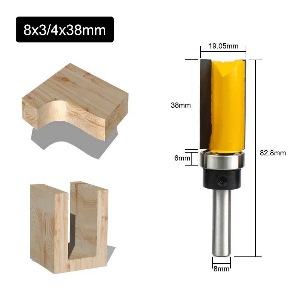 4PCS 8MM Shank Woodworking Milling Cutter Profile Trimming Knife Engraving Machine Milling Cutter with Bearing carbide end mill,milling machine tools,alloy carbide milling cutter