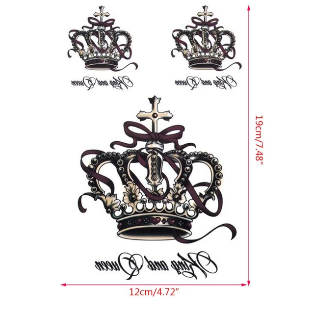  Tattoos 2 Sheets King Queen Imperial Crown Temporary