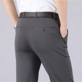 2022 High Stretch Men's Classic Pants Spring Summer Casual Pants High Waist Trousers Business Casual Pants men Dropshipping 9