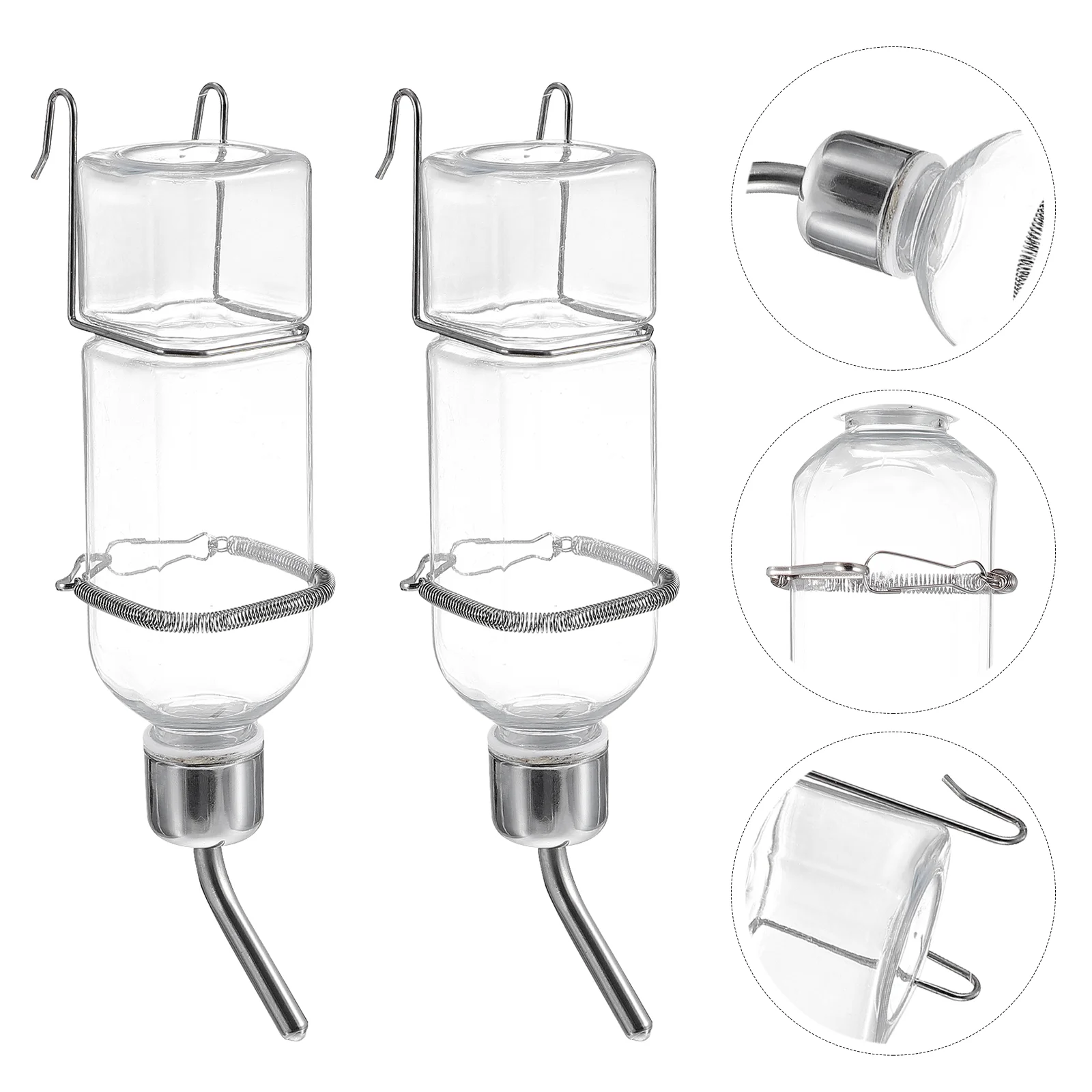 

2 Pcs Rabbit Drinker Waterer Per Feeder Fountain Small Animals Pet Bottles Dispenser Bunny Stainless Steel Drinking