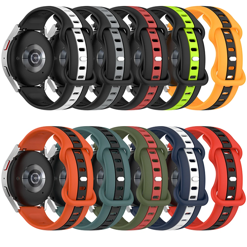 

20MM Silicone Strap Two-color Butterfly Clasp Strap Watch Replacement Parts for Samsung Galaxy Watch5 Pro/Watch 4