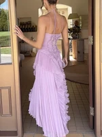 Ruffle ruffles design thin mid-length dress temperament fashion irregular halter women's dress 2025 summer new - Image 2