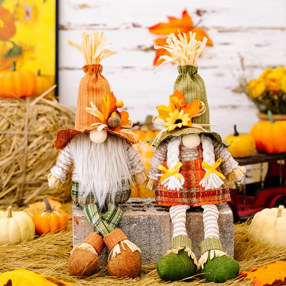 

Harvest Season Decor Doll Autumn Plush Elf Dwarfs Doll Halloween Gnome Maple Pumpkin Xmas Gift Thanksgiving Home Party For Kids
