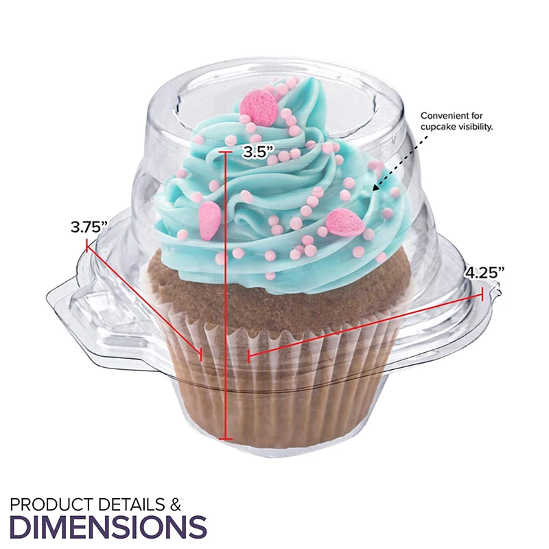 20/50Pcs Individual Cupcake Boxes Clear Muffin Cake Dessert Holders with Dome Lids, Tra... - SKU CCH01507 - UGI Packaging