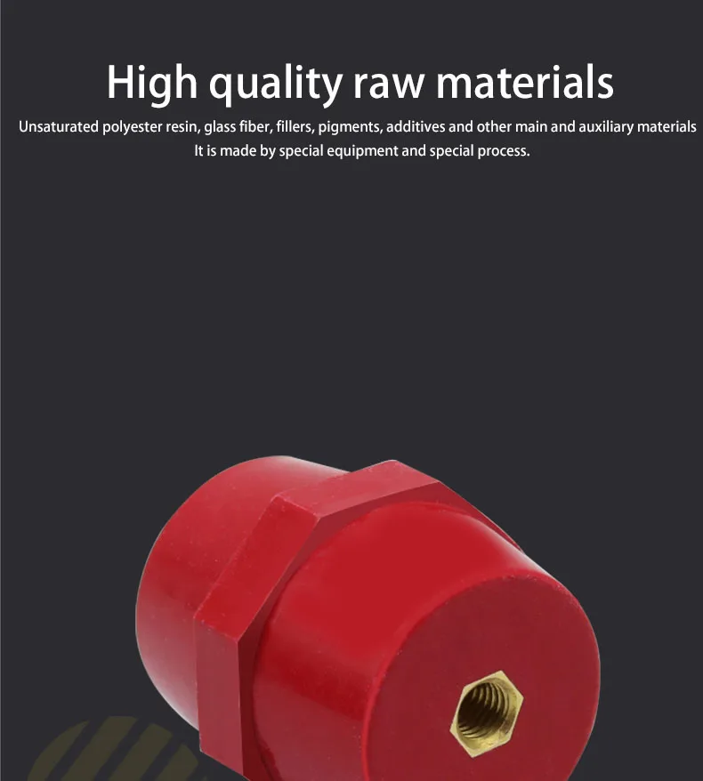 Red resin SM high and low voltage zero line row post insulator M6 / M8 high strength insulator 10pcs for distribution box voltage insulator