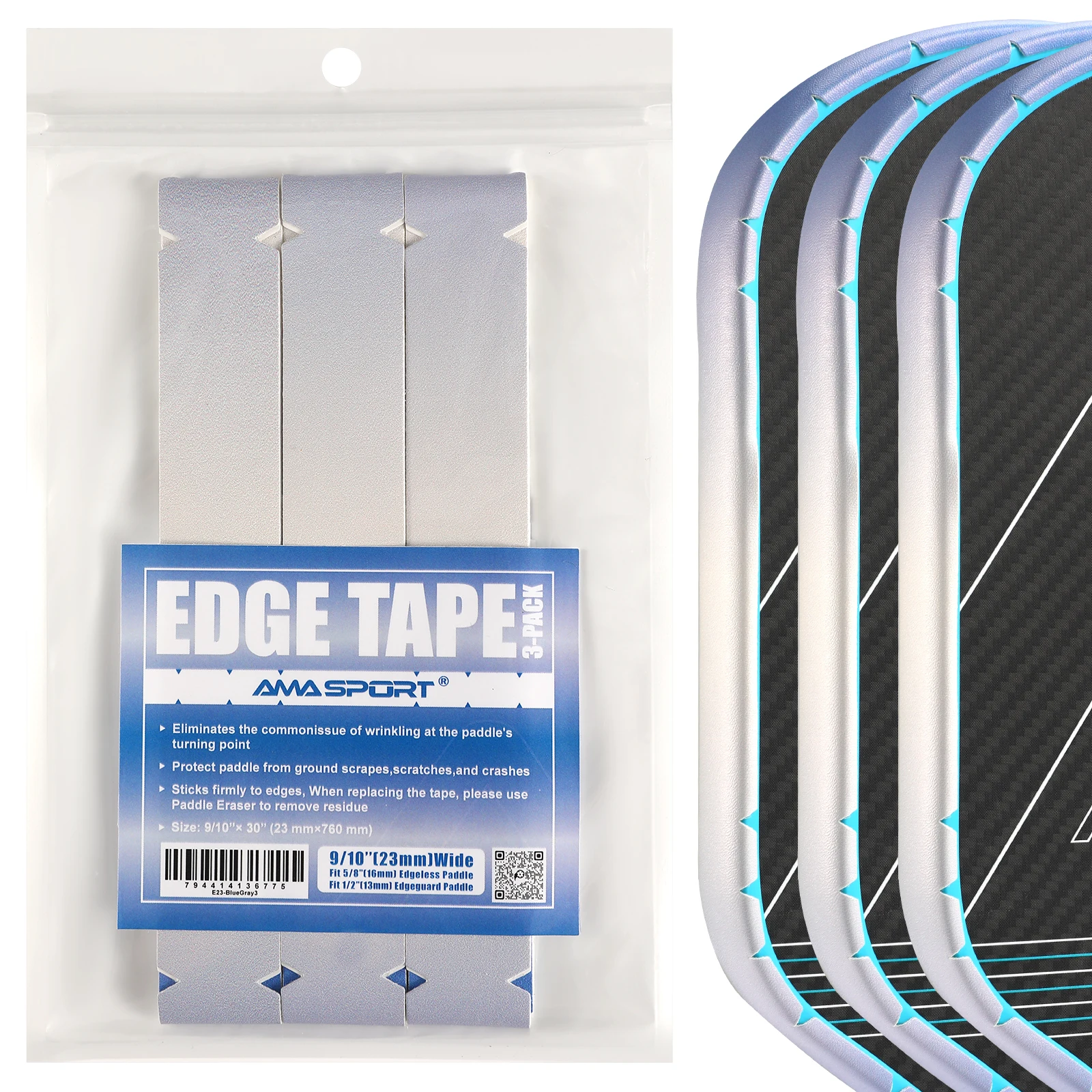 AMASPORT Pickleball Paddle Protection Tapes 13/16/19mm Racket Head Protector Pickleball Racket Head Protection Tapes