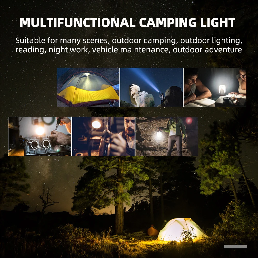 Solar Lantern Camping Light Outdoor Lighting Rechargeable Lamp Powerful Flashlight Tent Equipment Supplies Portable Lights