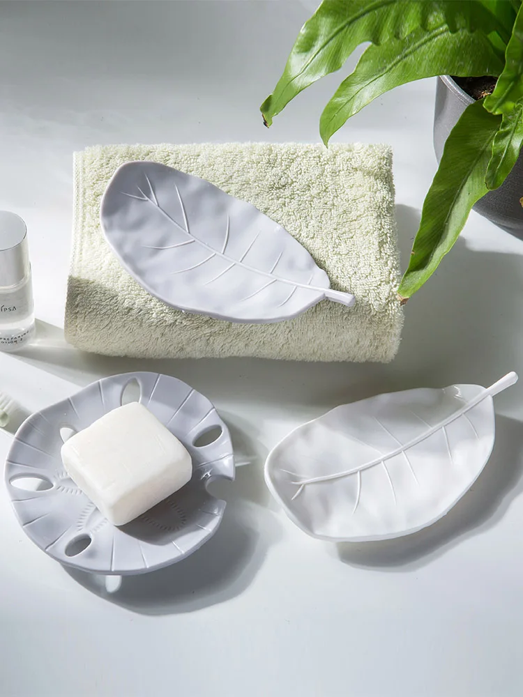 

Креативная Коробка для мыла в форме листа для ванной комнаты, бытовая присоска, стеллаж для мыла без перфорации, поднос для ванной комнаты, гаджет