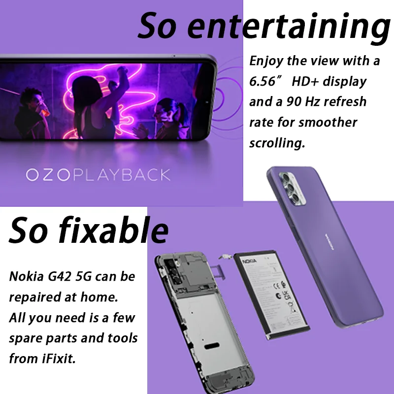 Original Global Version Nokia G42 4GB 128GB Snapdragon 480+ 5G NFC Android 13 90Hz Refresh 6.56 Inch 5000mAh 50MP Triple Camera