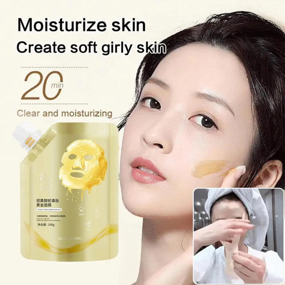 Retinol Snake Gold Mask Moisturizing Rejuvenating Masque Facial Oil Anti-aging Moisturizing Peel Go off Control Mask D4Z4 retinol gold peel off masque moisturizing rejuvenating gold peel off masque hydrating face peel brighten skincare beauty masque