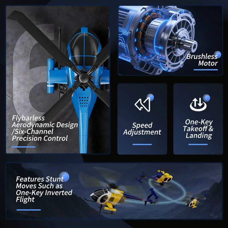 2026 New RC Helicopter MD500  6CH Aileron-free Design Fighter Jet With Brushless Motor Hughes Little Bird Professional Drone Toy - 4
