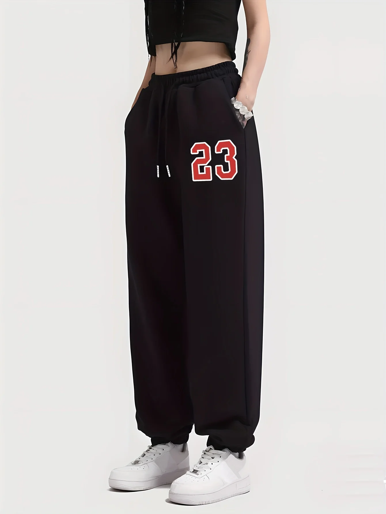 Description Picture 6 of itemSimple Number 23 Printing Women's Elastic Waist Pants Comfortable Drawstring Long Pant Fashion Casual Female Sports Sweatpants