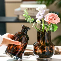 High-grade Leopard Vase Luxury Glass Flower Arrangement Ornaments Living Room Decoration of Flower Device in Home Model Room 1