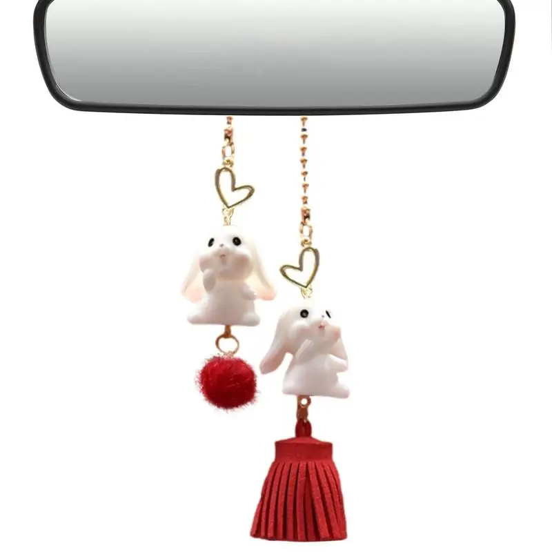 

Animal Car Pendant Shaking Bunny Pendant Ornament For Auto Decorative Auto Rear View Mirror Accessories For Travel Camper Truck