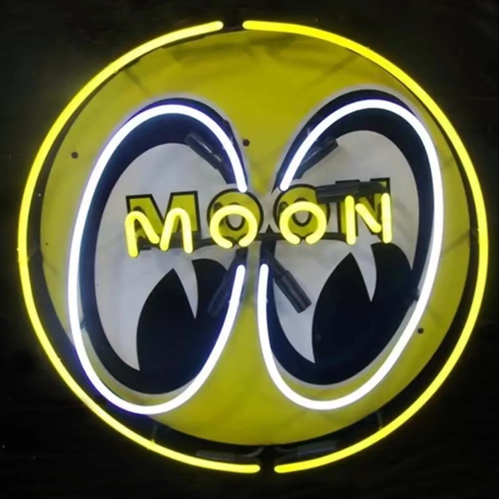 Moon Printed Eyes Neon Light Sign Custom Handmade Real Glass Tube Automobile Renovate Advertise Wall Decor Display Lamp 14"X14"