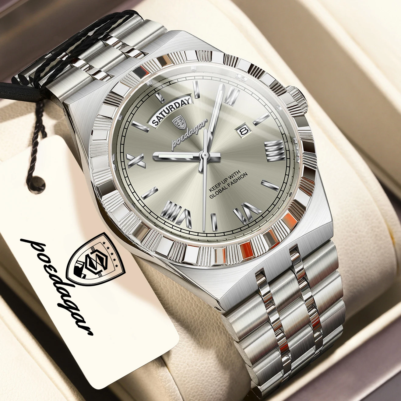 Fashion Brand Man Clock Luminous Waterproof Week Date Men's Watch Stainless Steel Quartz Business Watches For Men Reloj_voghion.com
