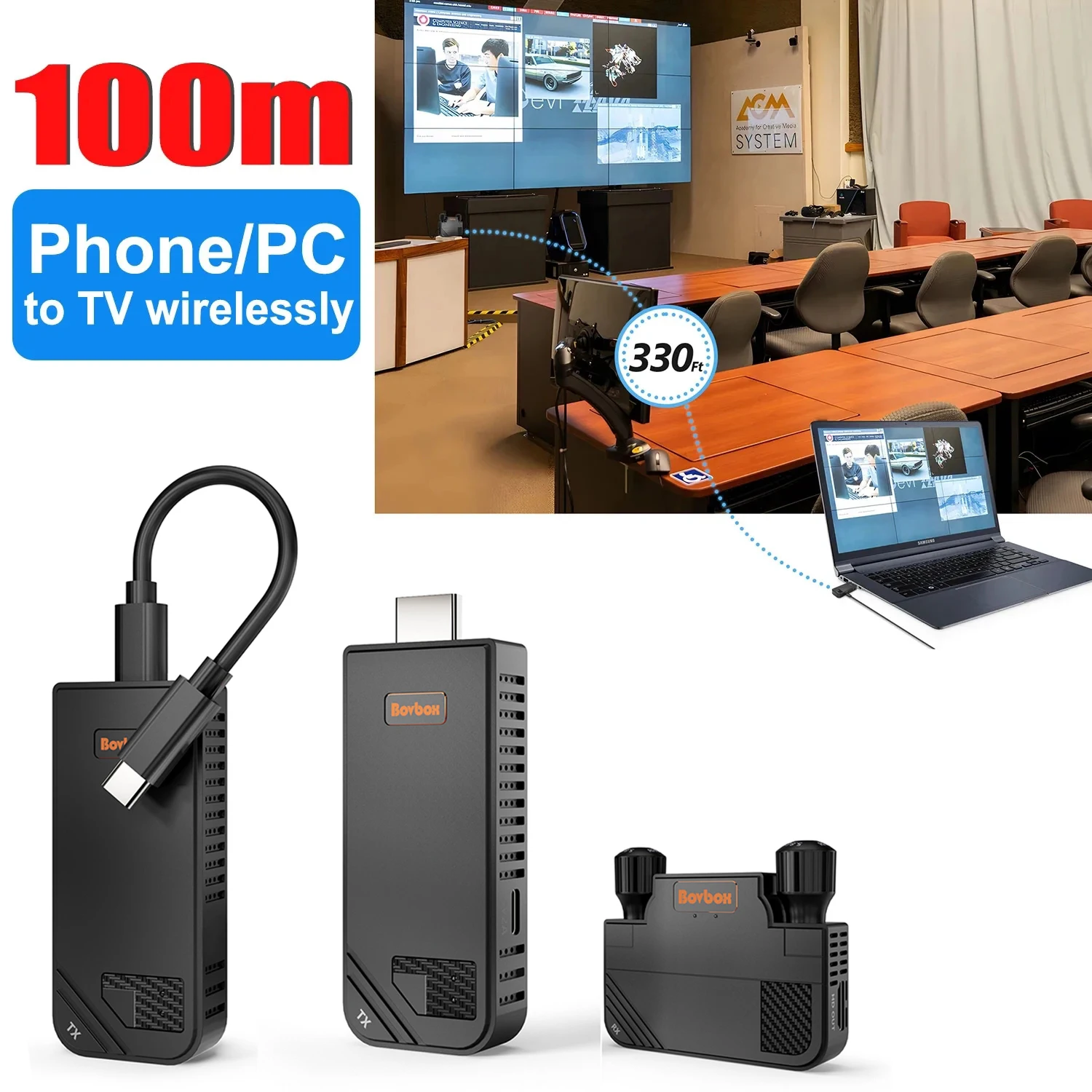 

100m Wireless HDMI Transmitter Receiver Extender Video Display Adapter Share for Camera Laptop PC Mobile Phone To TV Projector