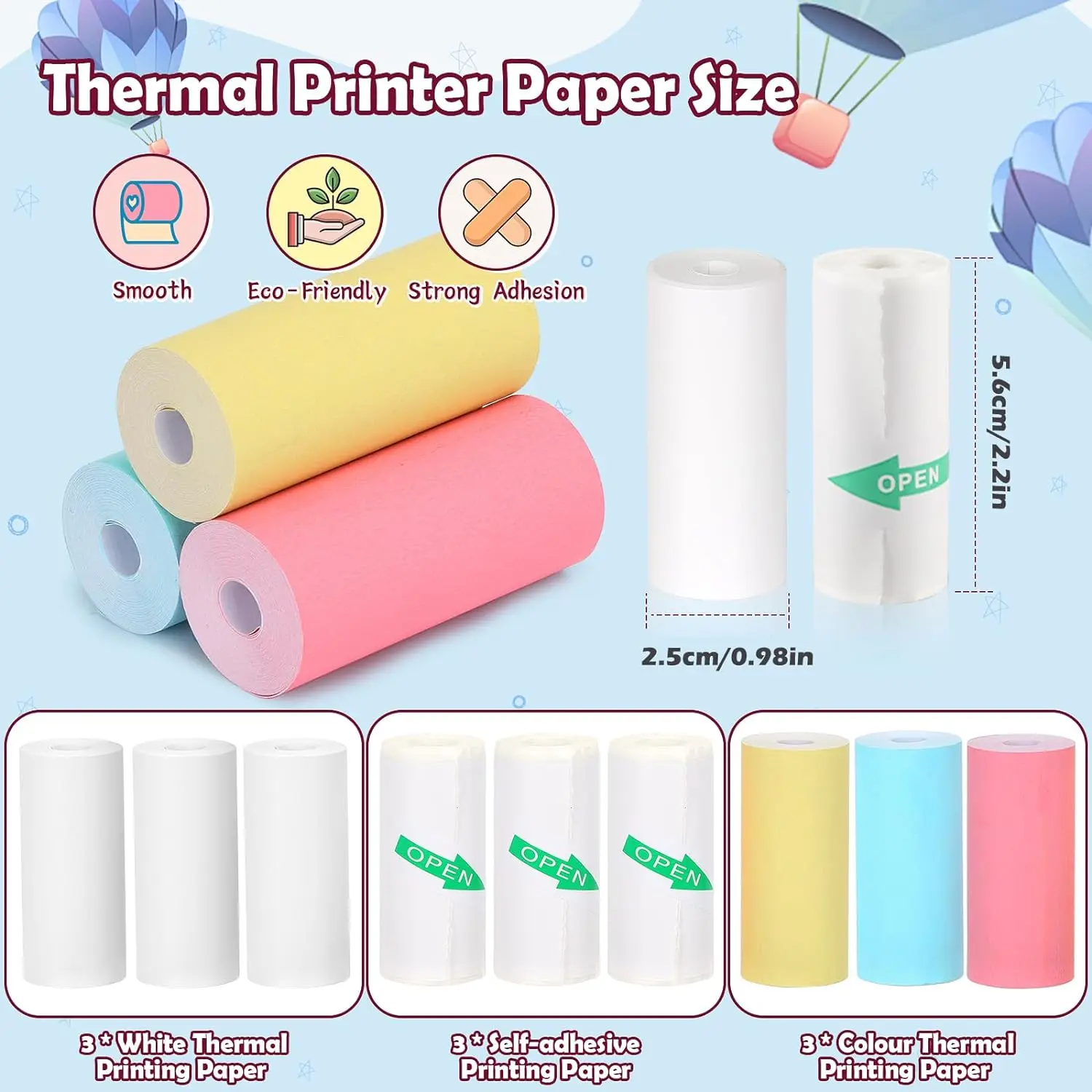 Mini Thermal Printer Paper Thermal Printer Sticker Paper for M02/T02 Sticker Photo Printer and other Mini Pocket Printer (9)