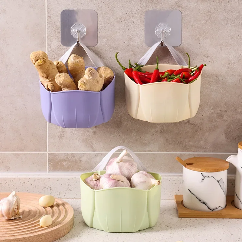 1pc Kitchen Wall-mounted Storage Basket For Onion, Ginger, Garlic