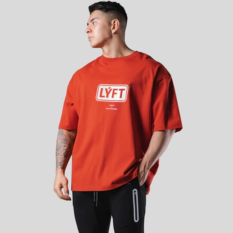 Men T-Shirt Summer Oversize T Shirts Fashion Cotton Letter Print Shirt Sports Training Pattern Casual Streetwear Male Tees Tops 6