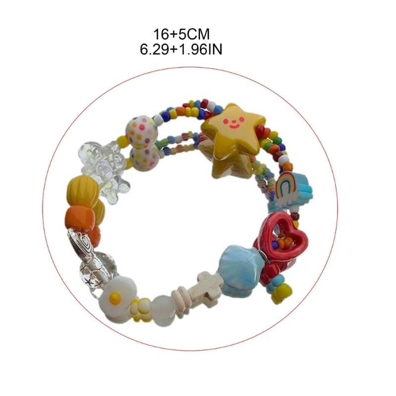 E15E  Colorful Beaded Bracelet Simple   Stretch Bracelets Summer Jewelry Stackable Bangle Friendship Wristbands