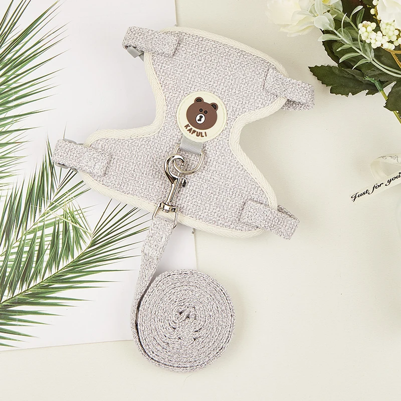 Nuevo y lindo conjunto de arnés y correa para conejos, accesorios para mascotas, chalecos, arneses, correas para conejos, suministros para mascotas que caminan al aire libre