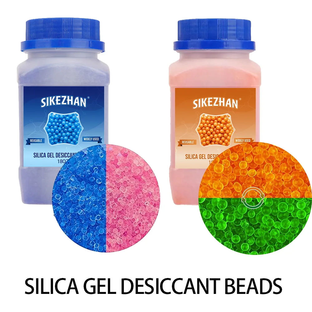 18OZ Waterproof Reusable Silica Gel Beads Bottles Moisture Absorber Electronic Product Desiccant Dehumidifie Blue/orange