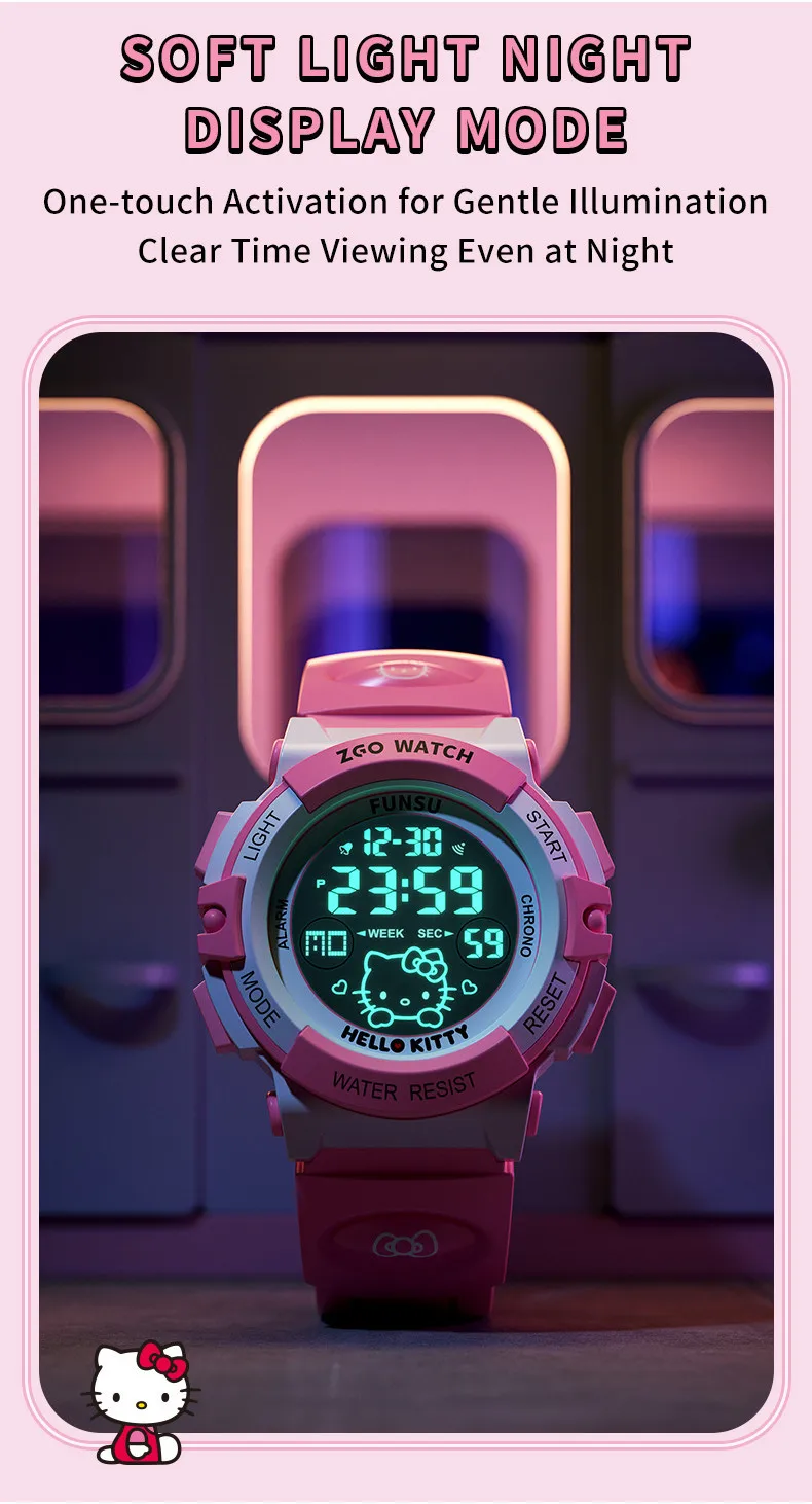 Montre Digitale Rose Hello Kitty Waterproof