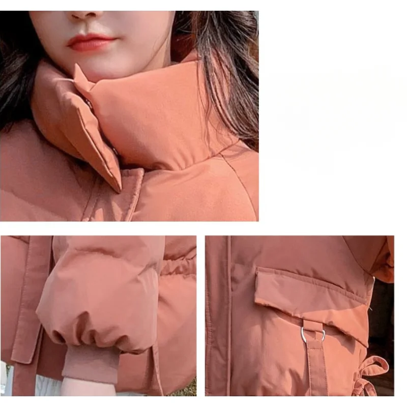 2023 New Women Cotton Clothes Student Loose Short Autumn Winter Warm Solid Color Coat Fashion Overcoat