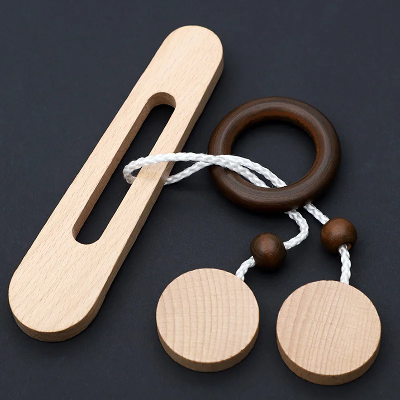 

3D IQ Intelligent Unlock Toy Kong Ming Lock Brain Teaser Iq Puzzles Wooden Toys Montessori Magic Mind Rope String Thinking Games