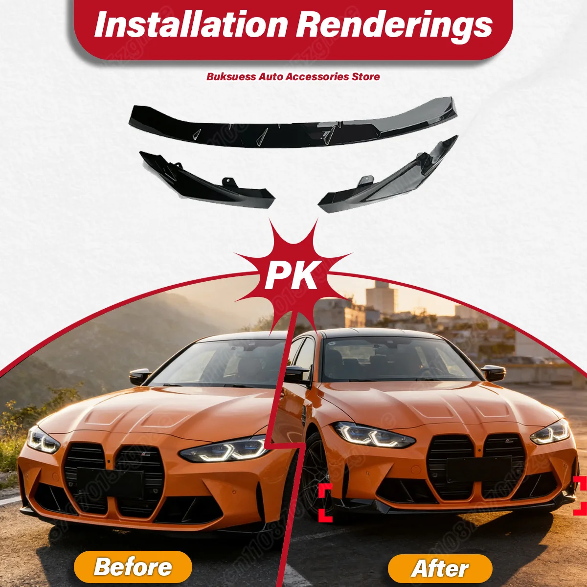BMW G80 M3 G82 M4 2020 2021 2022 2023 2024 2025 자동차용 3피스 프론트 범퍼 립 카 프론트 에이프런 바디 개조 키트