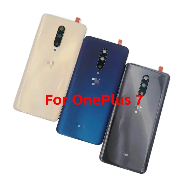 Новая задняя крышка для OnePlus 7, крышка аккумулятора, задняя дверь, 3D стеклянная панель, корпус, фотоаппарат с заменой клея для объектива камеры новая задняя крышка для vivo y21s y21t y33s y33t крышка аккумулятора средняя рамка задняя дверь боковые кнопки