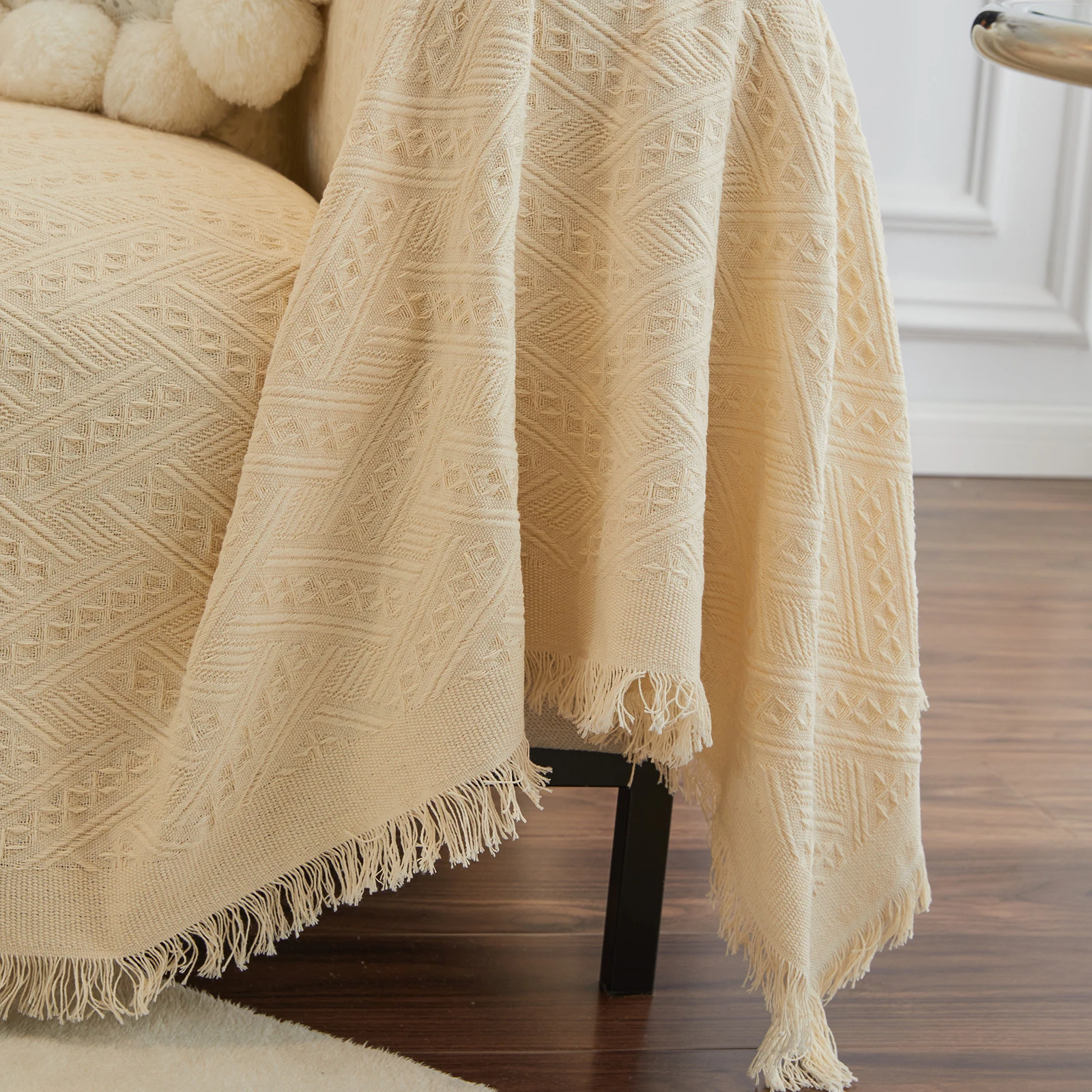 Sofa Blanket Solid Knitted Sofa Throws Furniture Protector Tassels Sofa Slipcover Sofa Chair Cover for Living Room Home Decor 4