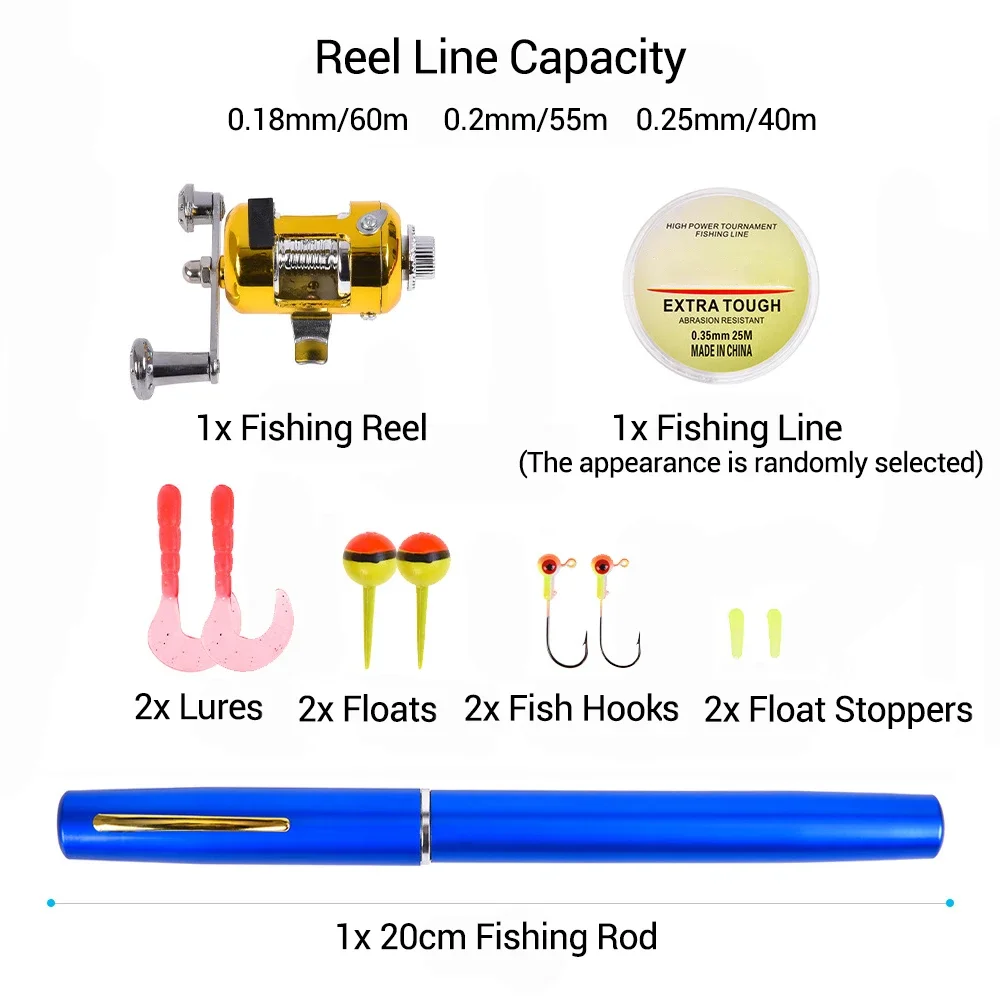 Float Fish Rod Set Portable Fishing Rod Pen Shape Pocket Fishing Pole  Folded Mini Fish Rod