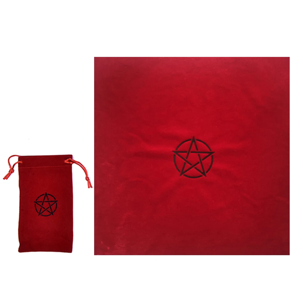 Luxurious Velvet Pentacle Tarot Mat with Bag for Divination and Card Games 50x50cm Elegant Table Cloth