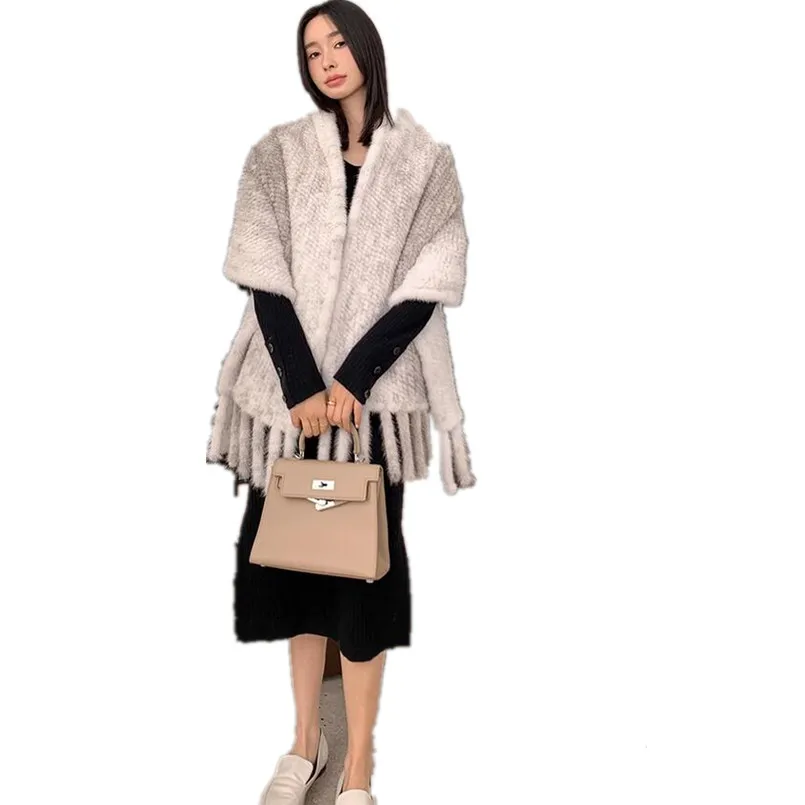 Вязаный шарф из натурального меха