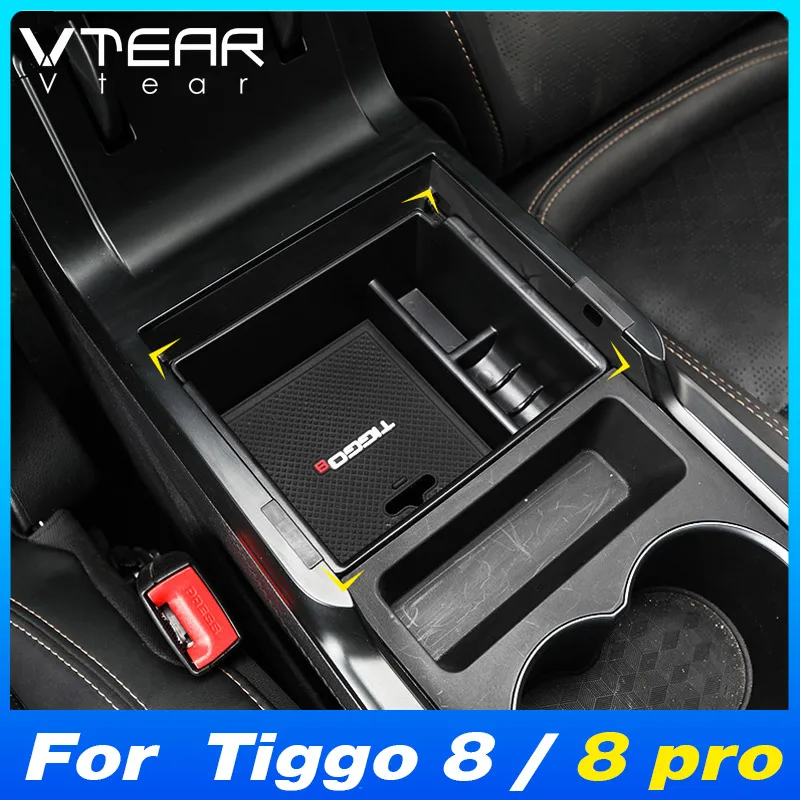 Vtear Central Control Armrest Storage Box  Accessories Car  Decoration Interior Detail Trim Parts For Chery Tiggo 8 Pro Max 2023