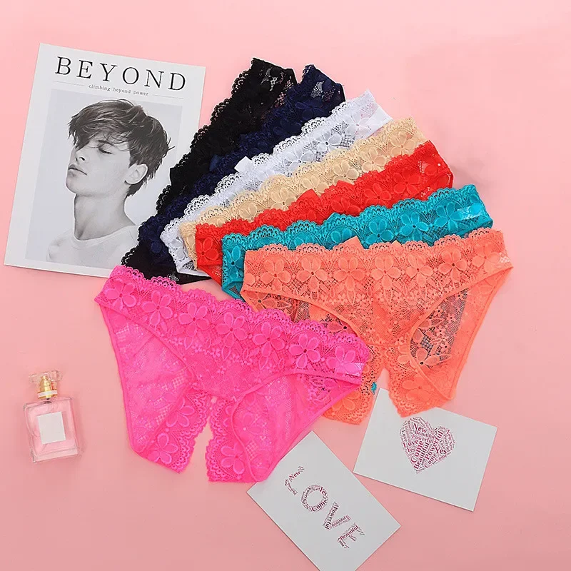 Ladies Sexy Underwear Panties Open Crotch Thong Can Be Inserted Free Take Off Briefs Transparent for Sex Women Lingerie