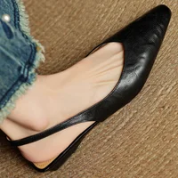 Danxuefei femmes en peau de mouton bout pointu slingback sandales plates à enfiler décontracté femme doux confortable chaussures d'été pour femme 5