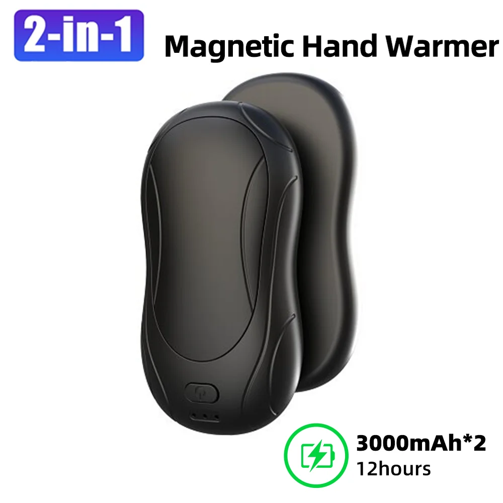 2Pack Magnetic Rechargeable Hand Warmers with 3 Heat Settings Pocket-Sized Light Sleek Stylish For Winter Outdoor/Skiing