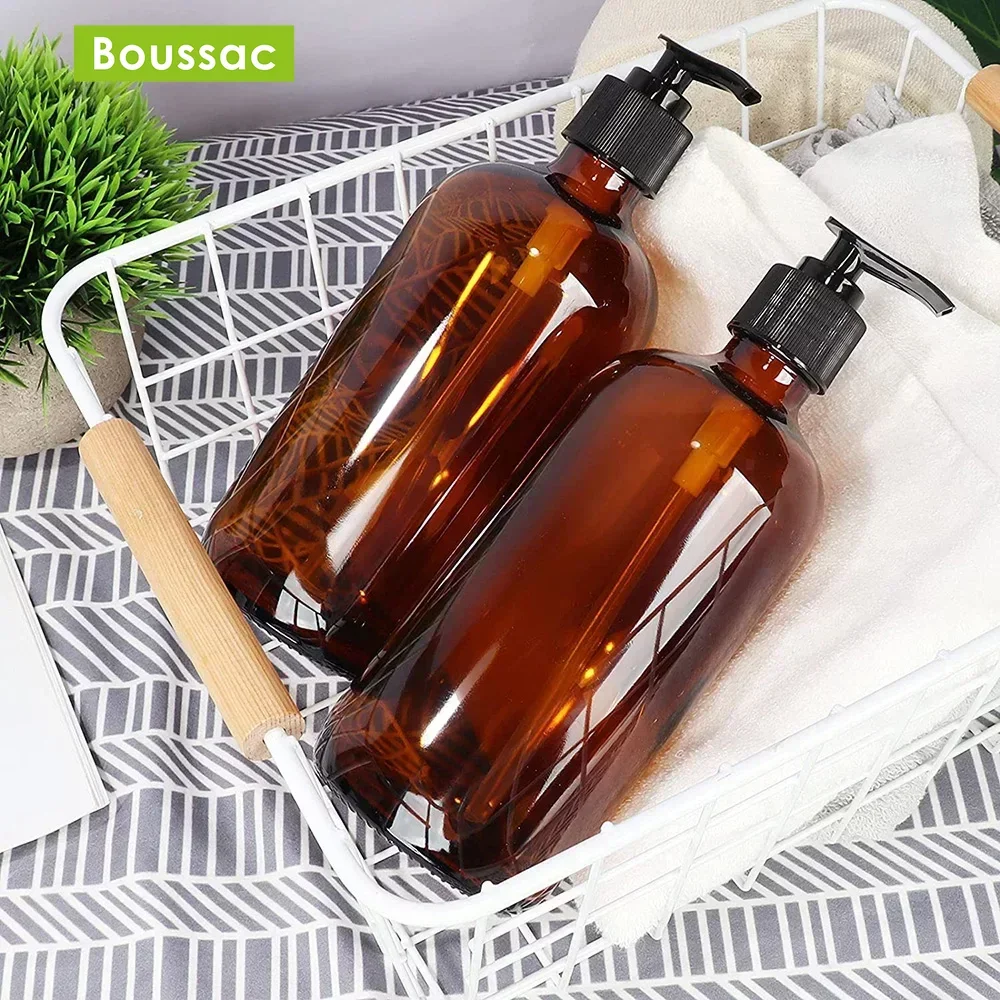 

Brown Glass Soap Dispenser 240ml 480ml Bathroom Delivery Bottle for Shampoo Shower Gel Hair Conditioner Simple Press Pump Bottle