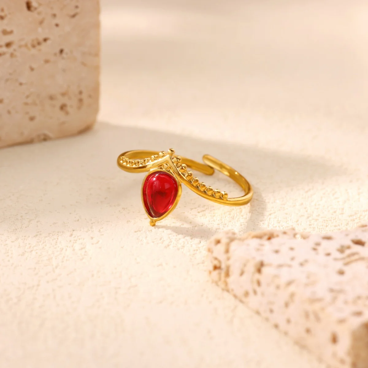 Zircon Green Water Drop Rings For Women