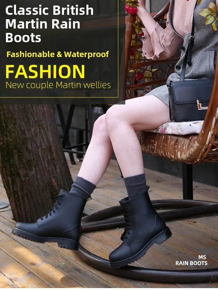 Men's And Women's  Boots Rain oes Waterproof Anti-Slip Mid-Calf Work Rubber oes Versatile Summer Pure Color Rain Boots
